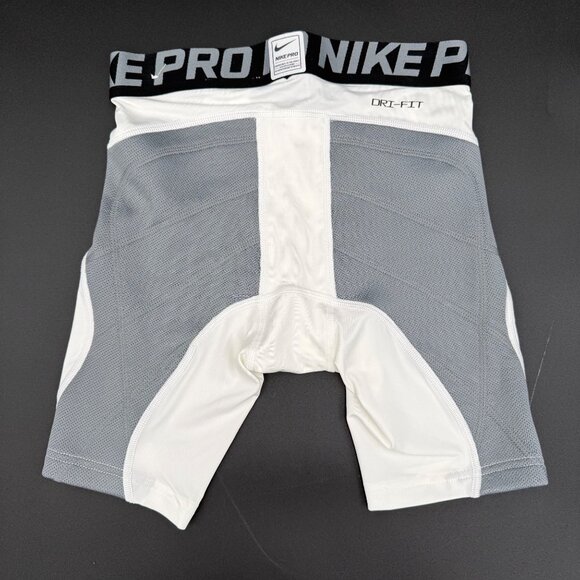 Nike Pro Dri-Fit Boys Big Kids Medium Heist Baseball Slider Shorts White Gray - Picture 3 of 4